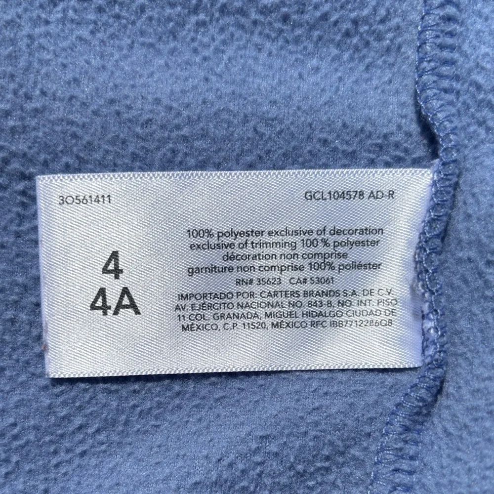 OshKosh B'gosh Kids Purple and Blue Fleece Lightweight Zip Sweatshirt, Size 4